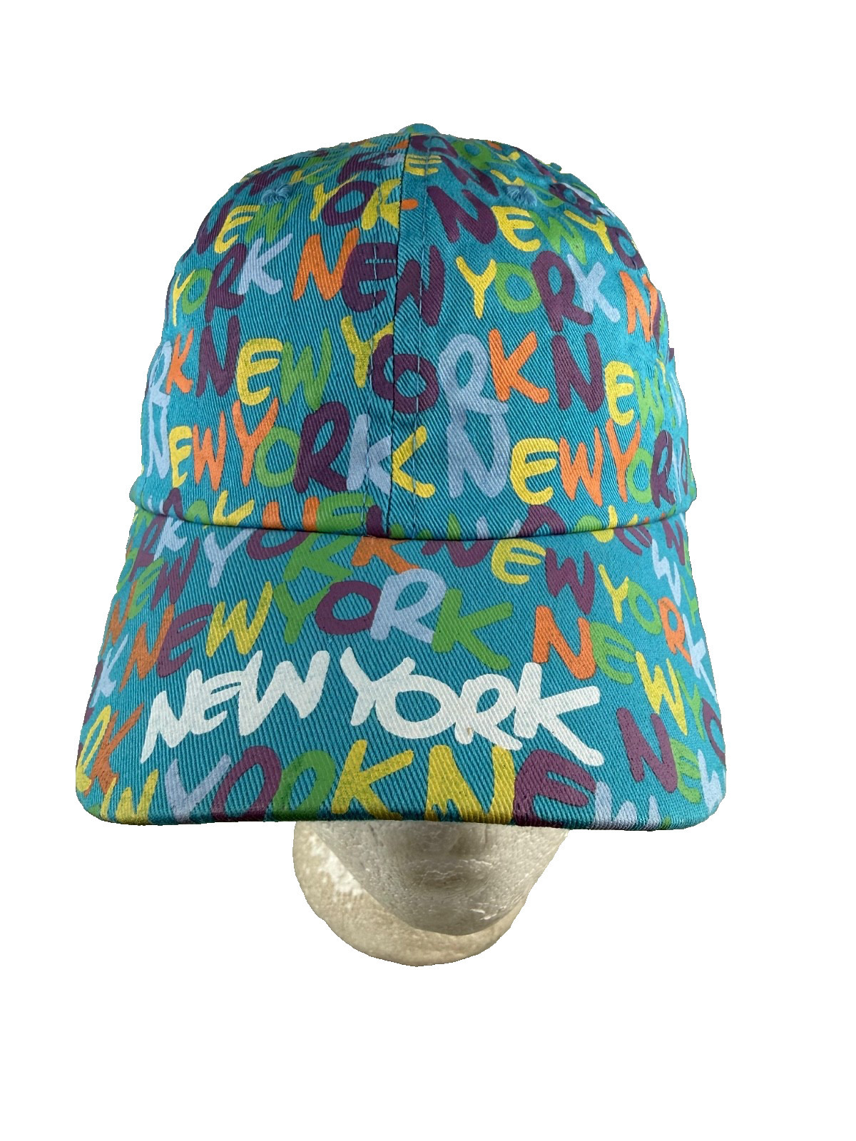 Robin Ruth  w New York written all over in Multicolors Hat Cap. Hook Loop Cotton