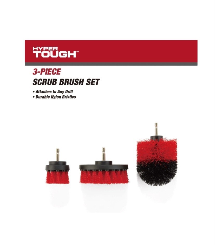 Hyper Tough Nylon Scrub Brush Cleaning Attachments for Power Drill Bit Set...