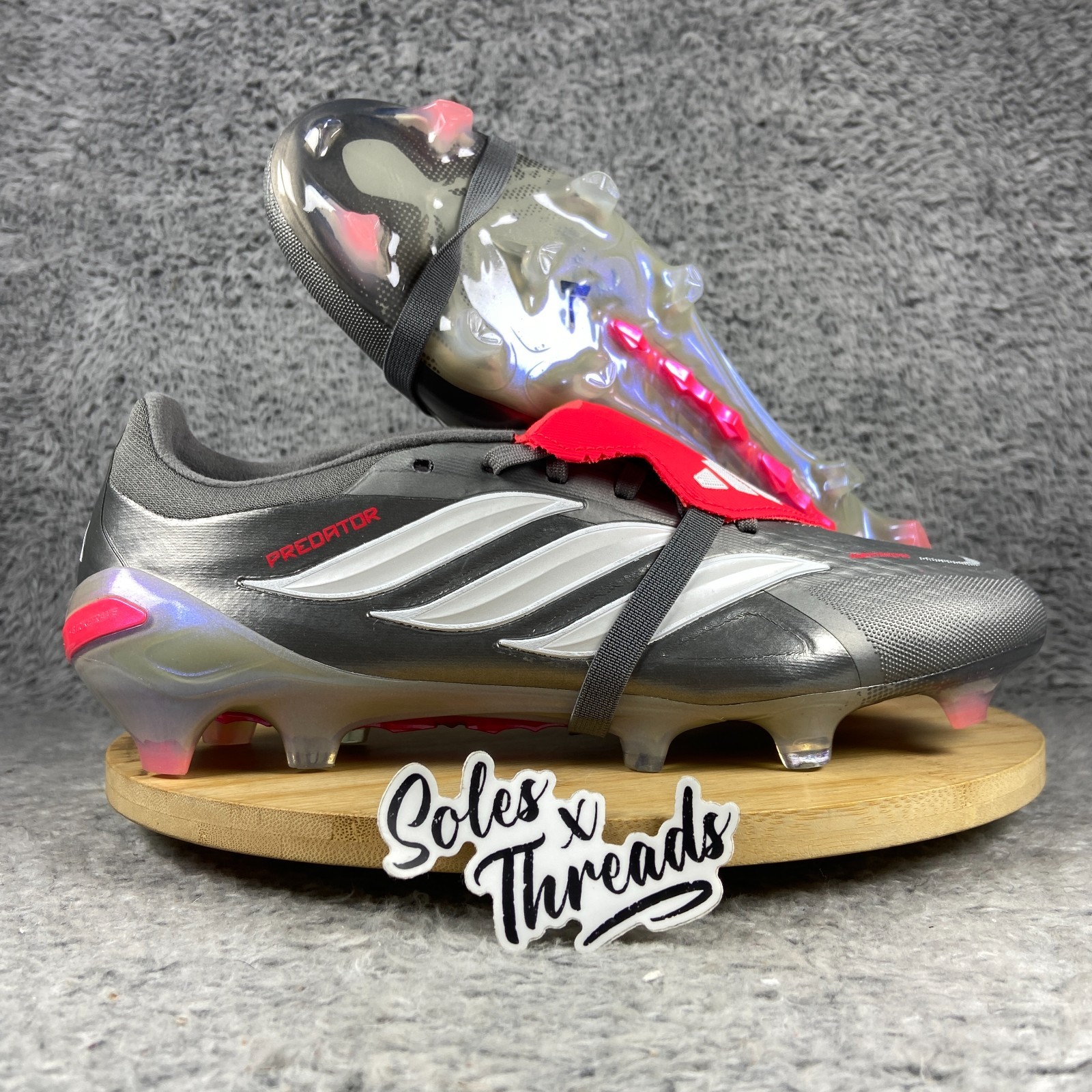 Adidas Predator Pro Fold-Over Tongue FG Soccer Size 9.5 Men Silver Red JR3324