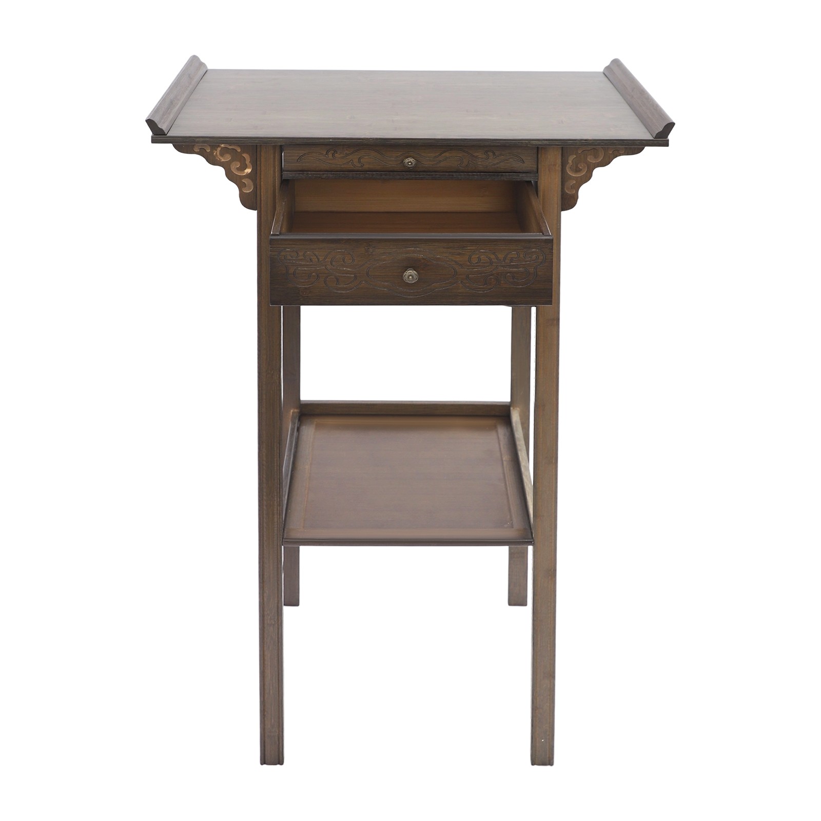 Shrine Altar 2 Tier Meditation Altar Table Altar Table w/Storage &Drawer Storage