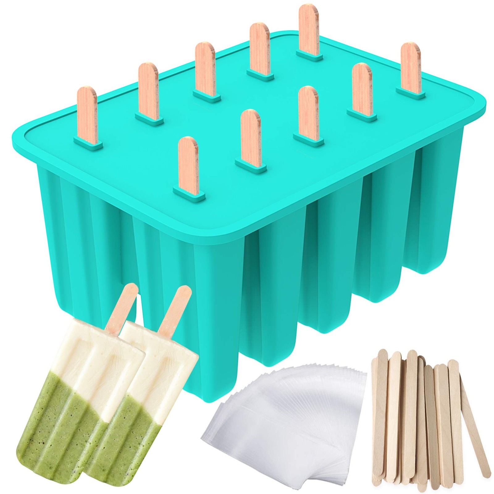 Ozera Popsicles Molds, 10-Cavity Silicone Popsicle Molds Ice Pop Maker | Home...