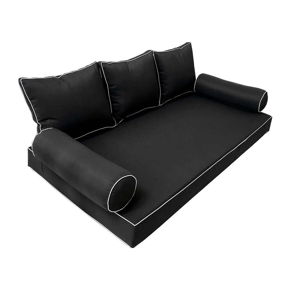 Style3 6PC Contrast Pipe Daybed Mattress Cushion Complete Set-Full Size AD109