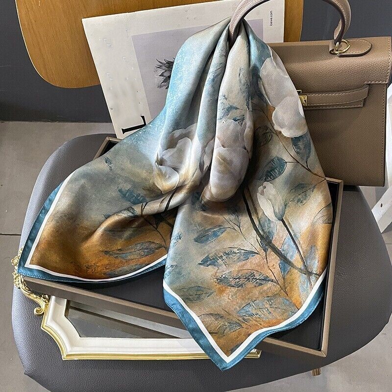 Women Silk Silk 70×70Cm French Square Scarf Oil Painting Printed Scarf