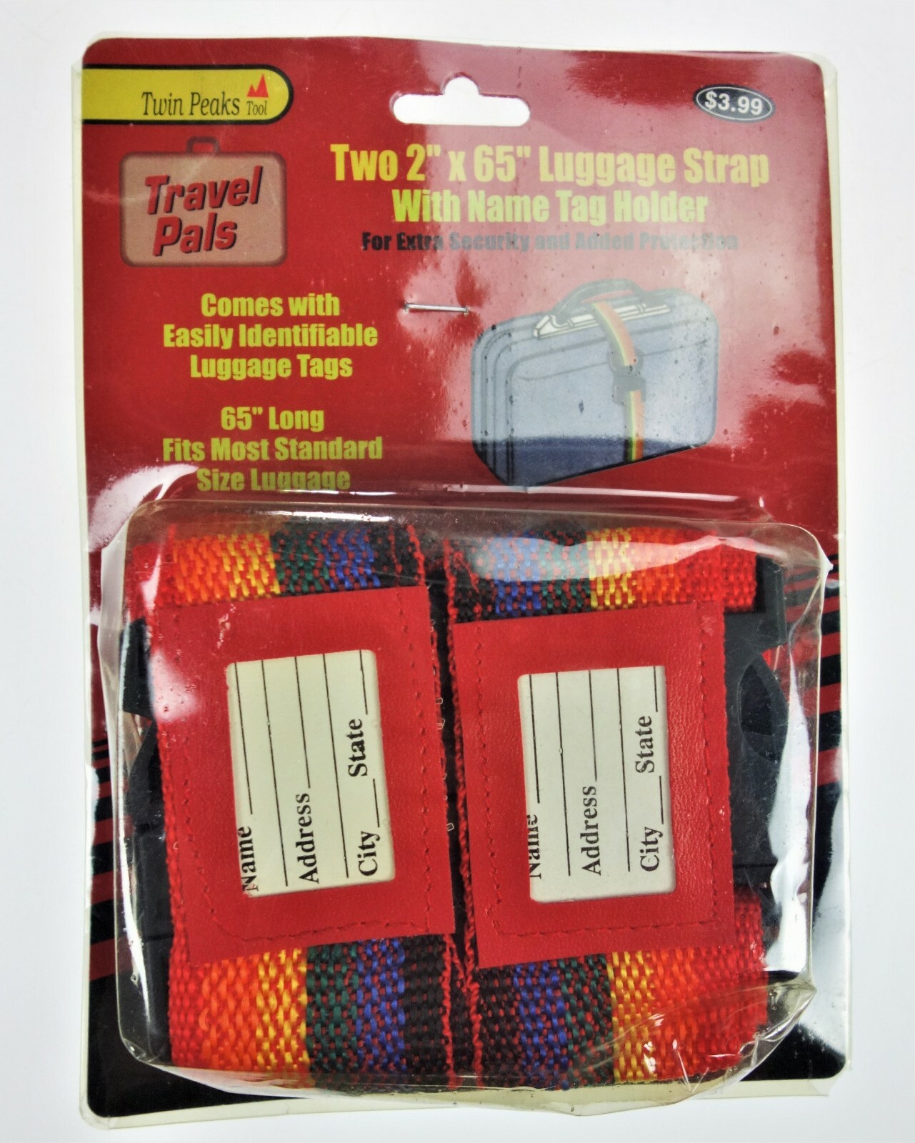 2 Luggage Strap 2” x65” Rainbow Pride Vtg Twin Peak New Deadstock Vtg Travel