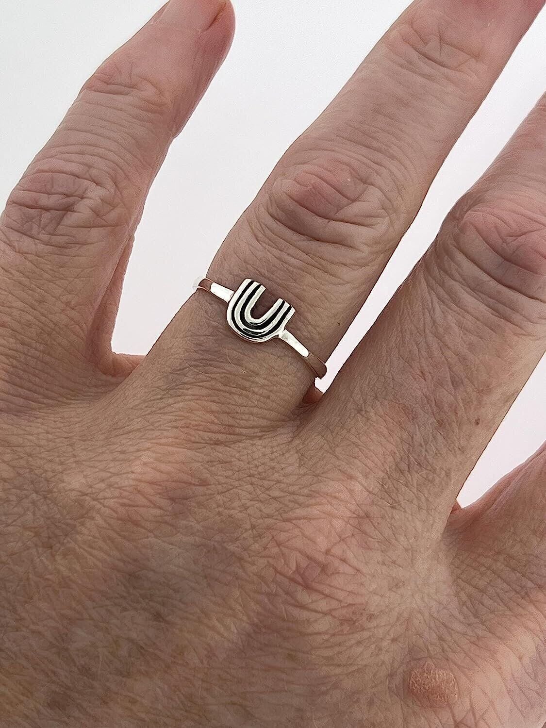 925 sterling silver dainty rainbow ring