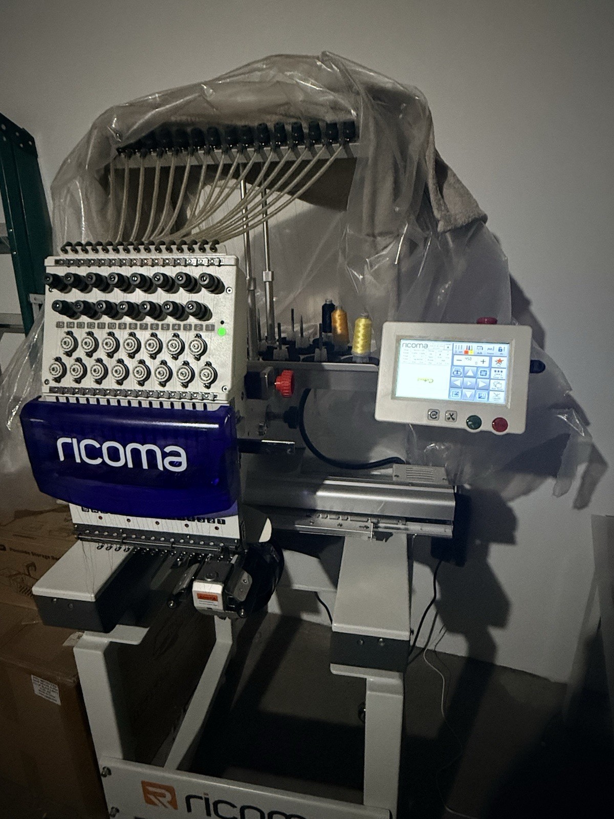 Ricoma Single Head 15-Needle Embroidery Machine Touchscreen Control