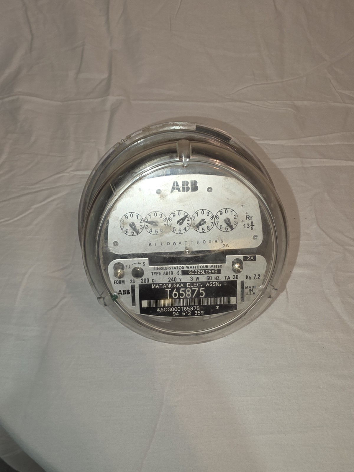 ABB, WATTHOUR METER KWH AB1, EZ READ, CYCLONE, 4 LUGS, 240V, 200A, FM 2S, 3W