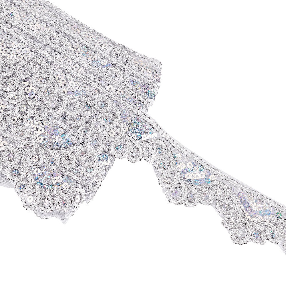 1bundle Lace Trim with Sequins 45mm Wide Vintage White Edging Trimmings