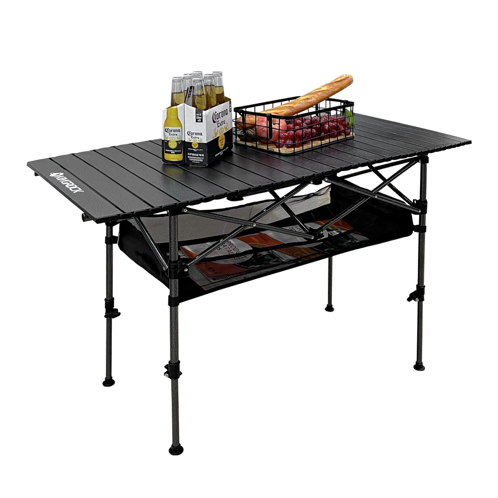 Foldable Height Adjustable Aluminum Camping Table with Carry Bag for Outdoor Use