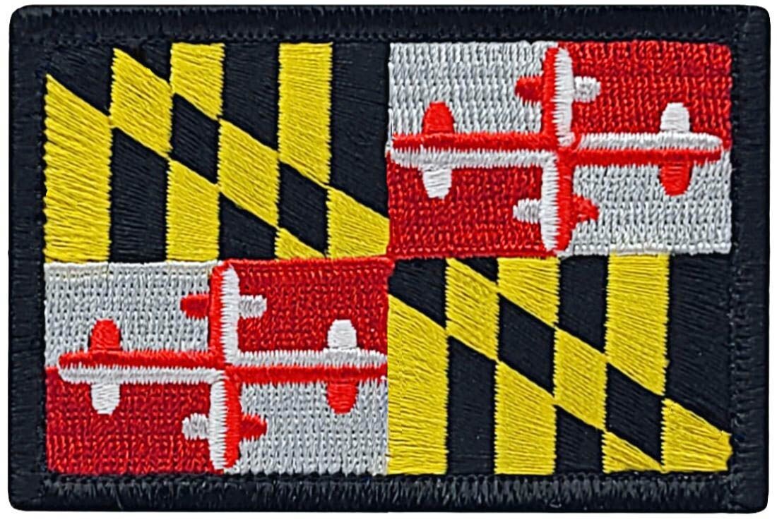 Maryland State Flag Embroidered Patch | 2PC HOOK BACKING 3"x2"