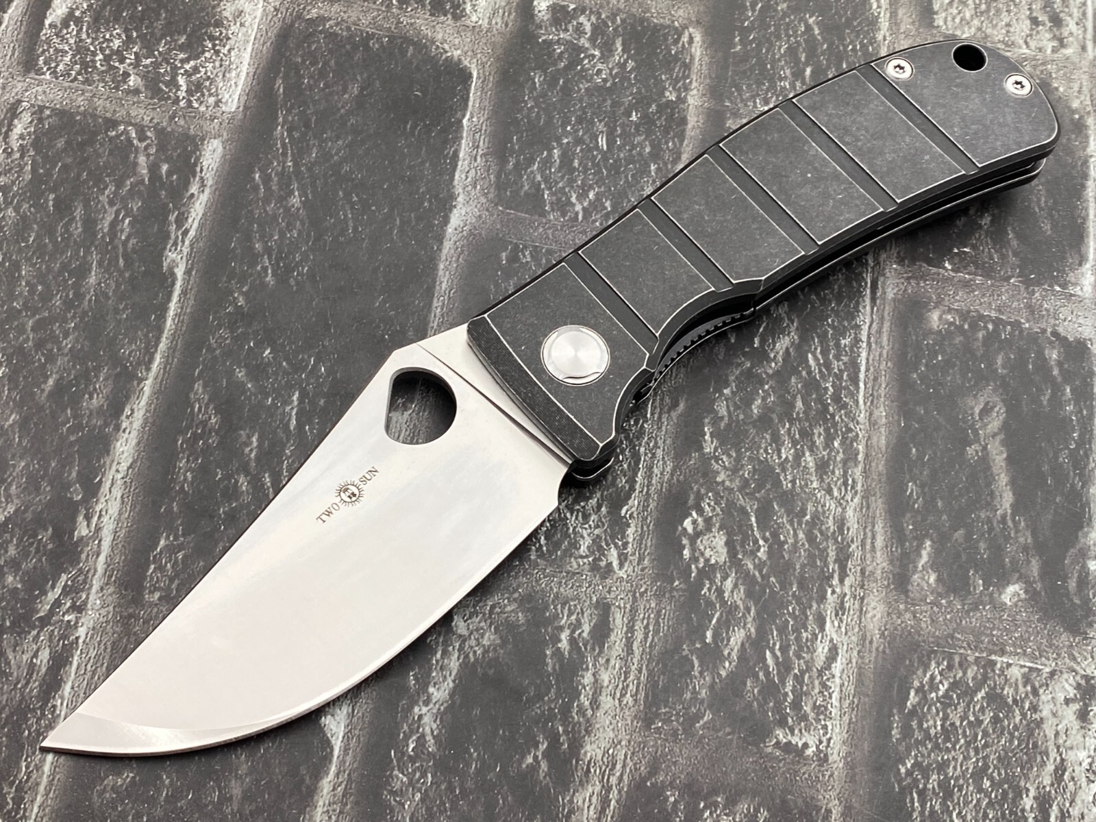 TwoSun TS408-YJ01-V01-Black Folding Knife YJ01-V01 Titanium Handle Pocket Knife