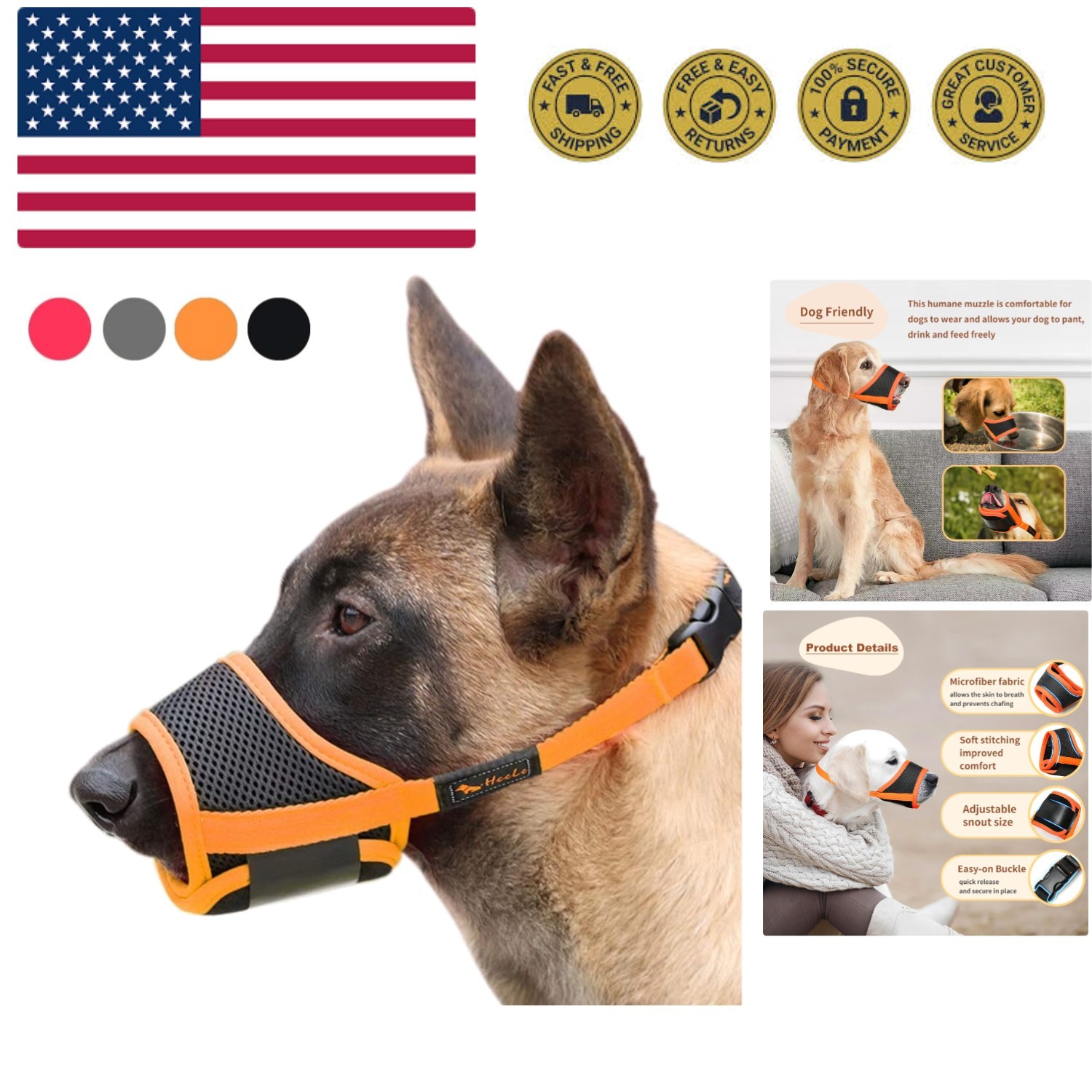 Soft Nylon Muzzle Anti Biting Barking Chewing,Air Mesh Breathable Drinkable A...