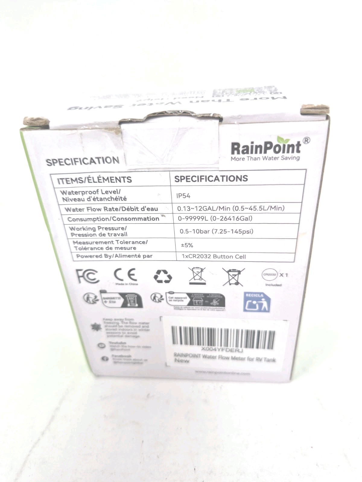RainPoint Water Flow Meter , Screen-Flip Water Meter ICS018 - Open Box