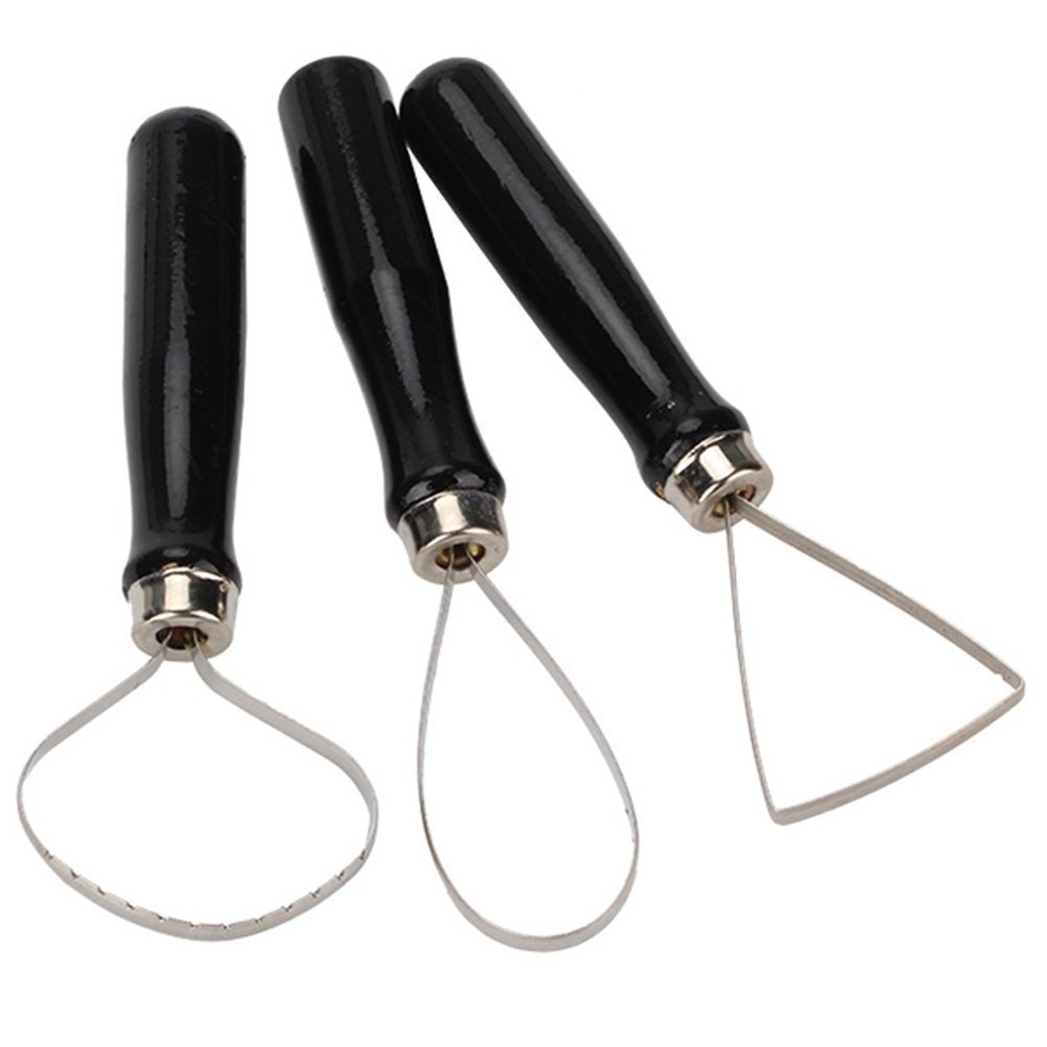 COMIART 3pcs Pottery Clay Molding Sculpting Tools Kit with Black Handle