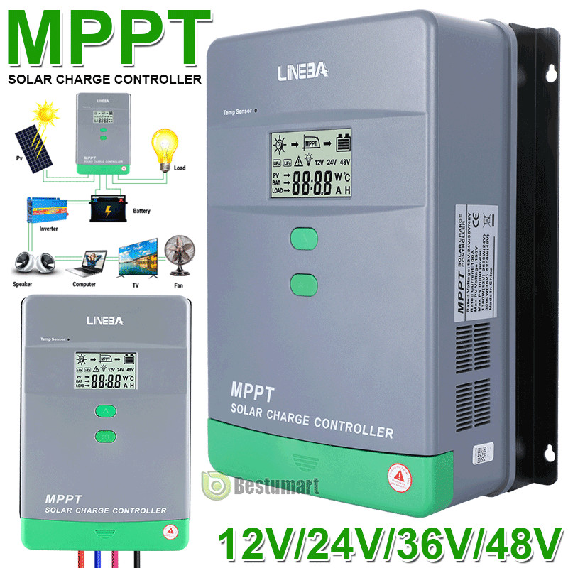 100 AMP MPPT Solar Panel Controller - 12/24/36/48V Battery Charger Regulator US