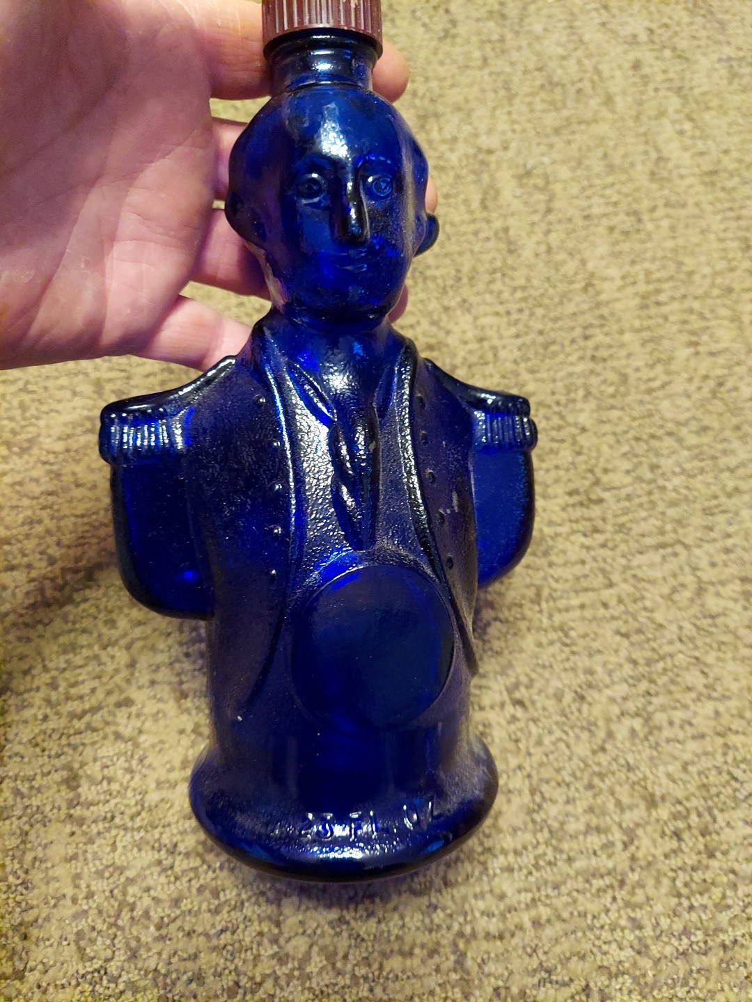 CHARLES JACQUIN GEORGE WASHINGTON CORDIAL COBALT BLUE DECANTER 1976 BICENTENNIAL