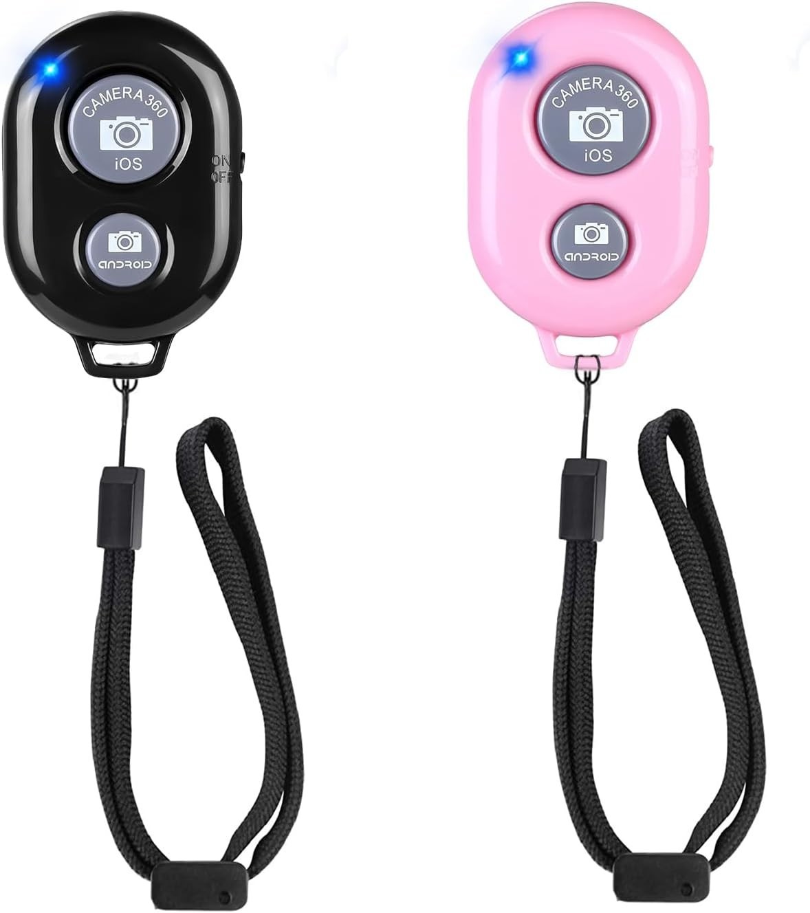 Wireless Camera Remote Shutter for iPhone & Android - Black & Pink, 50ft Range