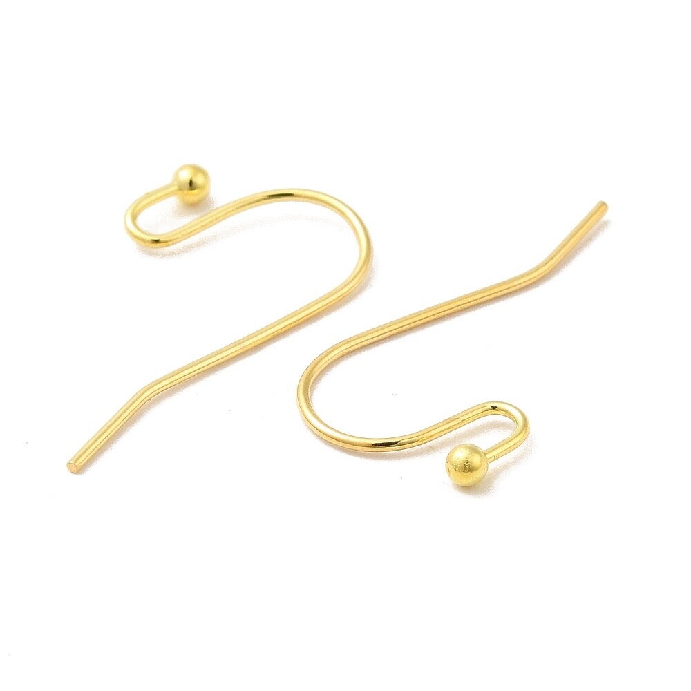 100 Earring Golden Hooks,  20 Gauge, 2mm in ball's diameter - Ready to Ship