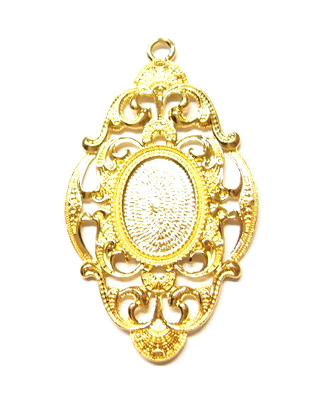 4 of 25x18mm Shiny Gold Victorian Flowing Deco XL Pendant Settings 85x50mm