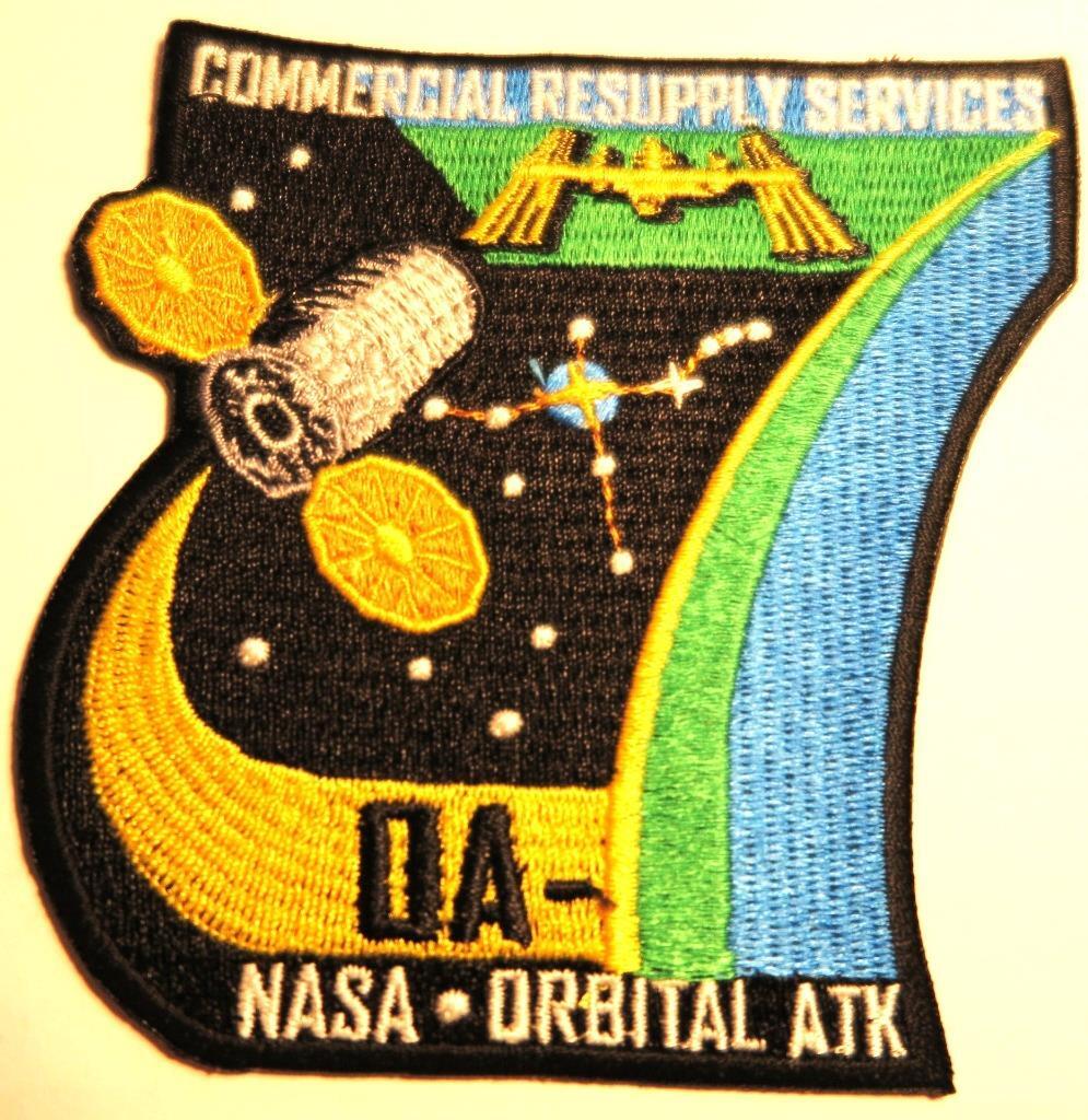 CRS Cygnus OA-7 MISSION SPACE PATCH DESIGN PAYLOAD VEHICLE NASA ISS RESUPPLY