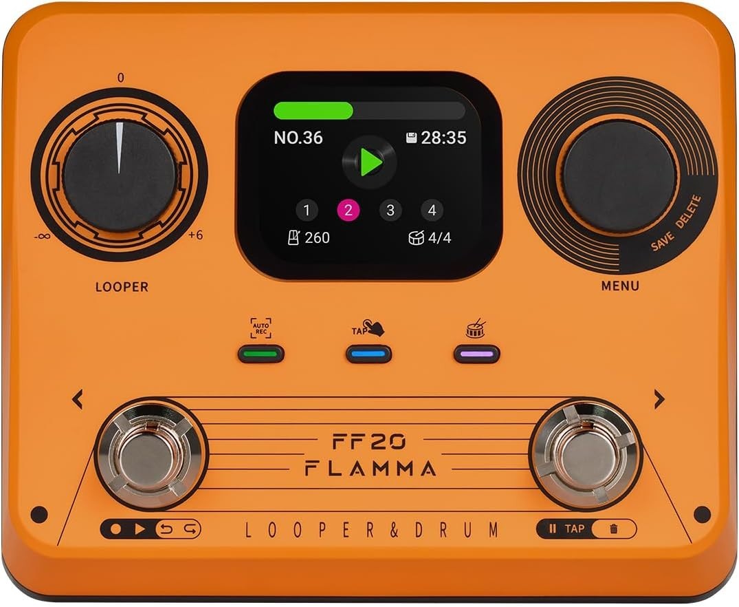 FF20 Looper Pedal Drum Machine, Drum Looper Guitar Pedal with Screen, 300 Min...