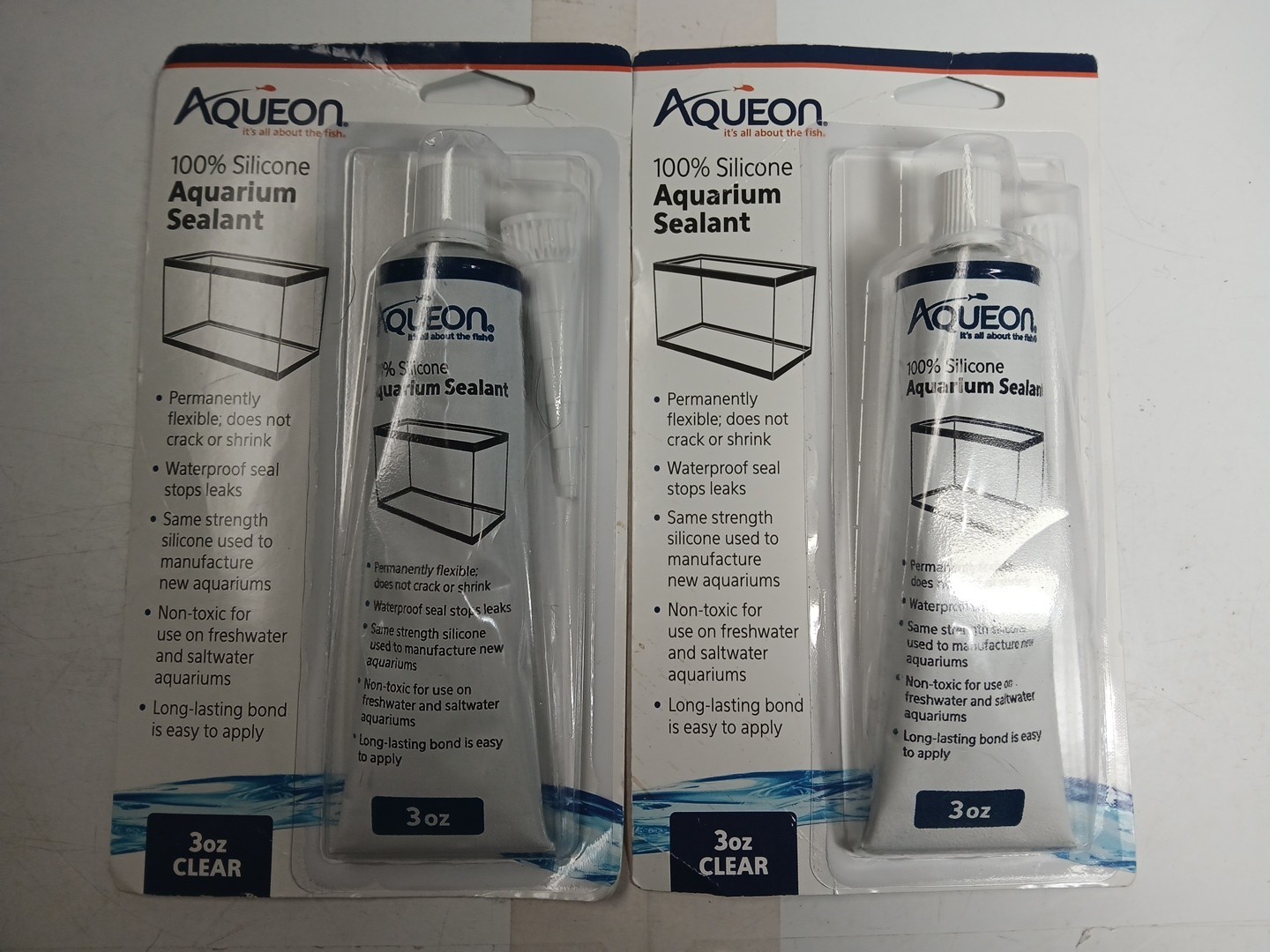 Aqueon 2pc. Lot 100% Silicone Aquarium Waterproof Sealant Non-Toxic Clear 6oz