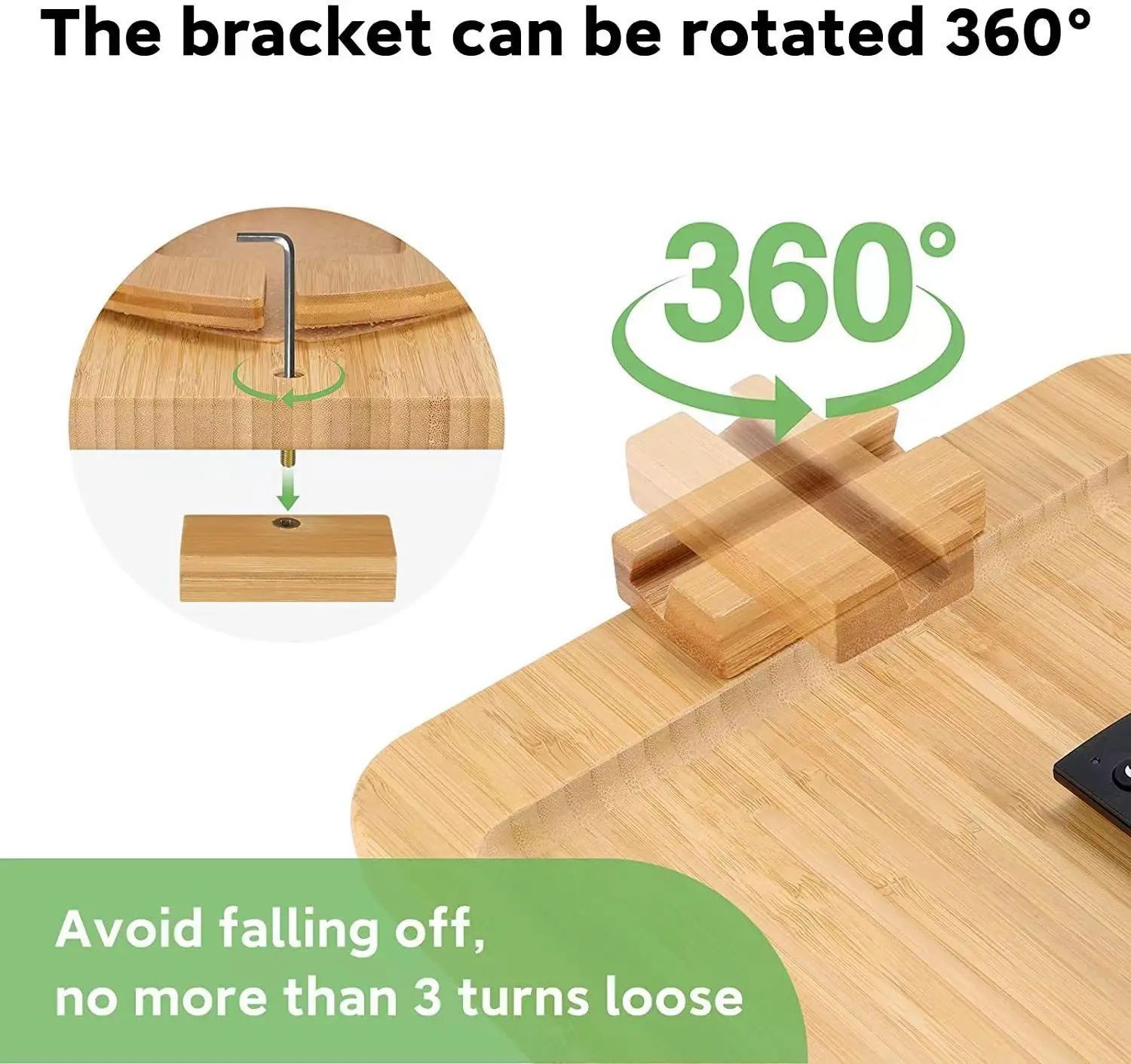 Bamboo Sofa Arm Tray Table Clip On Side Table Couch Armrest Phone Tablet Holder