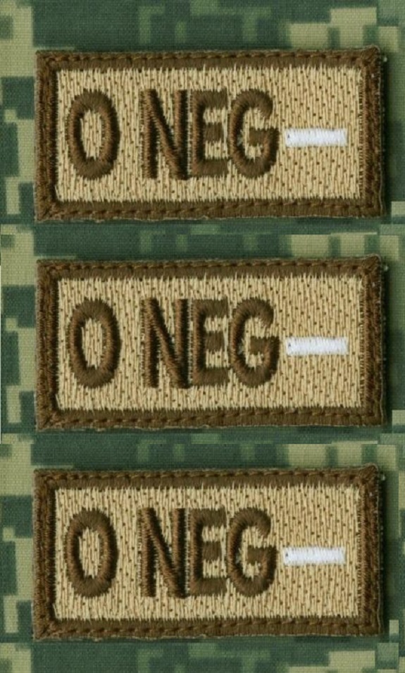 AFG-PAK JSOC SPECIAL WARFARE OPERATOR BLOOD-TYPE 1"X2" vêlkrö 3-TAB SET: O NEG -