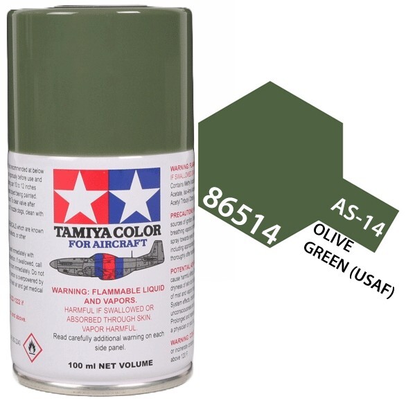 Tamiya 86514 AS-14 Olive Green (USAF) Aircraft Lacquer Spray Paint 100ml - US