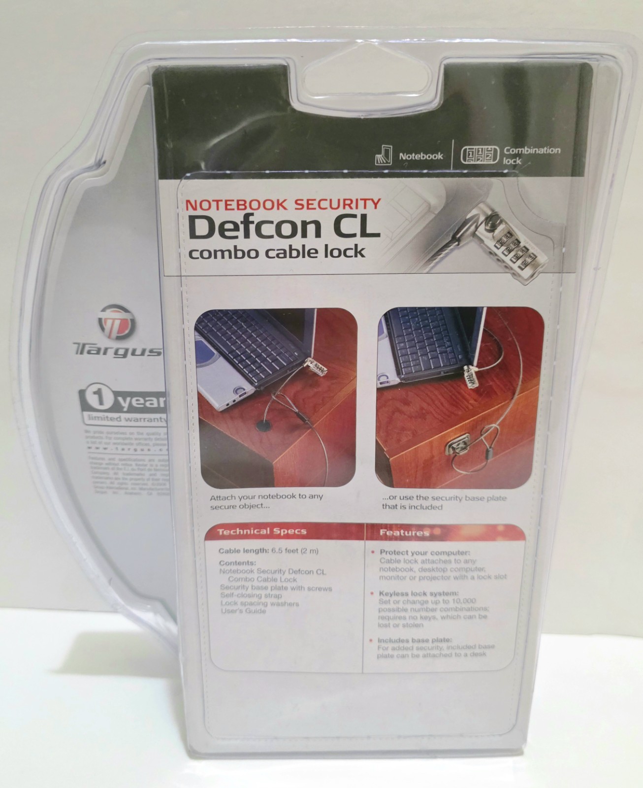 Targus, Defcon CL, Combo Cable Lock, Notebook Security NEW