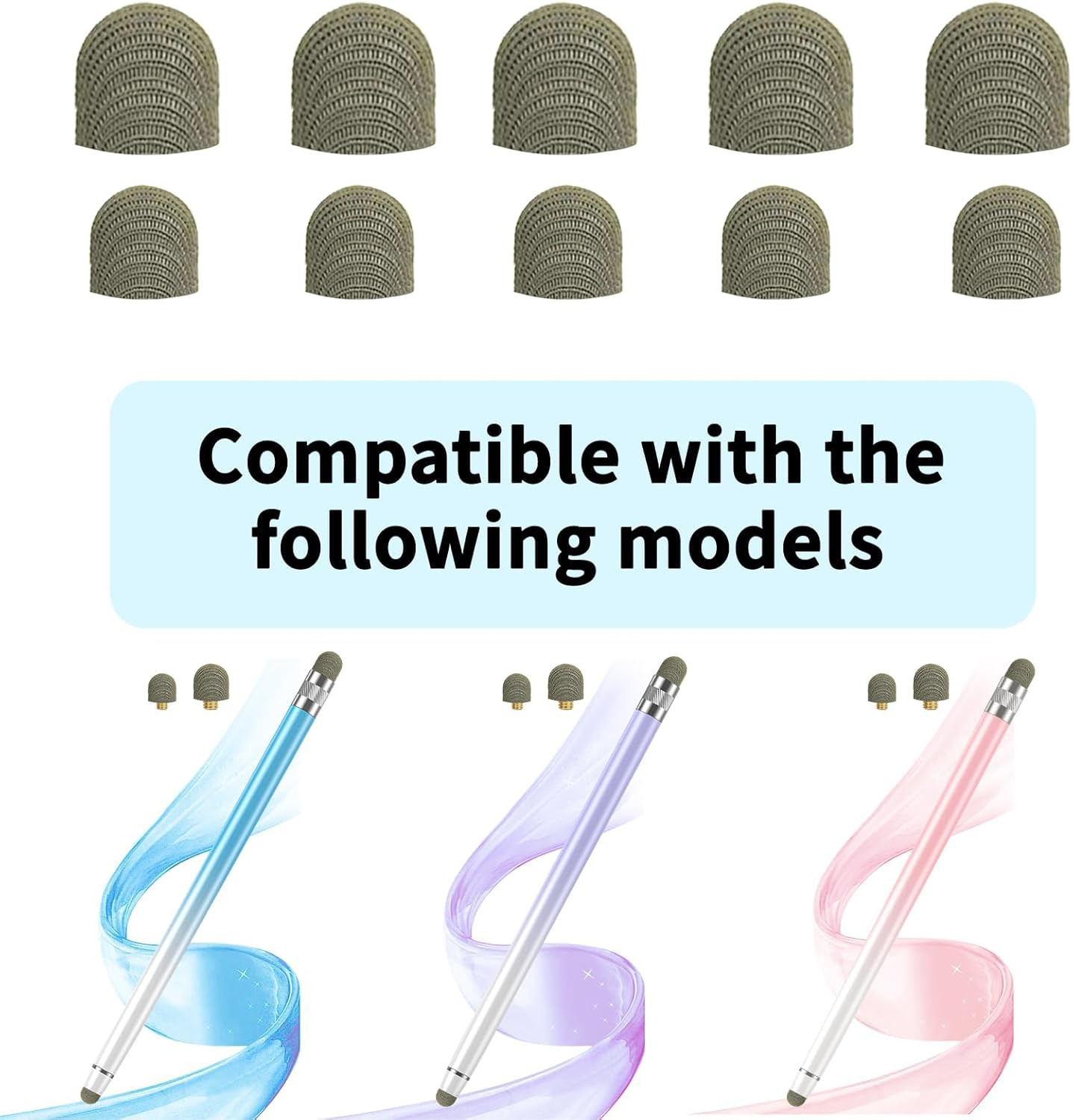 Replacement Fiber Mesh Tips for Stylus Pens 10-Pack Touch Screen Stylus Tips
