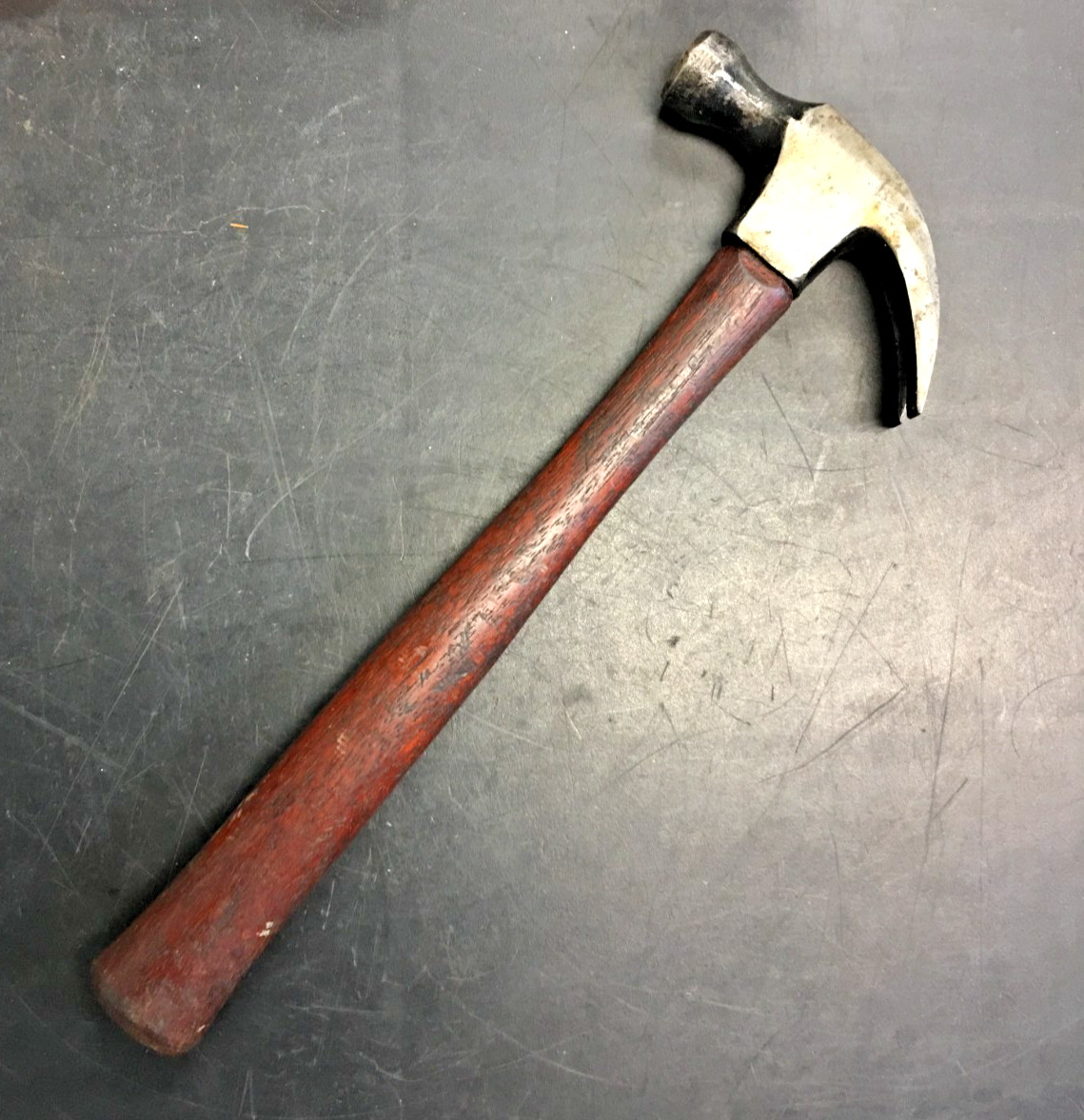 Curved Claw Wood Handle Hammer 10" Long, RED WOOD HANDLE, VINTAGE