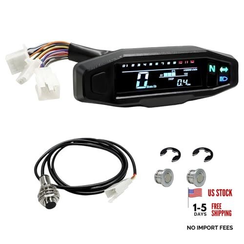 JINXl Motorcycle Speedometer, 6 Gear 12000 RPM Digital Speed Gauge with Mini