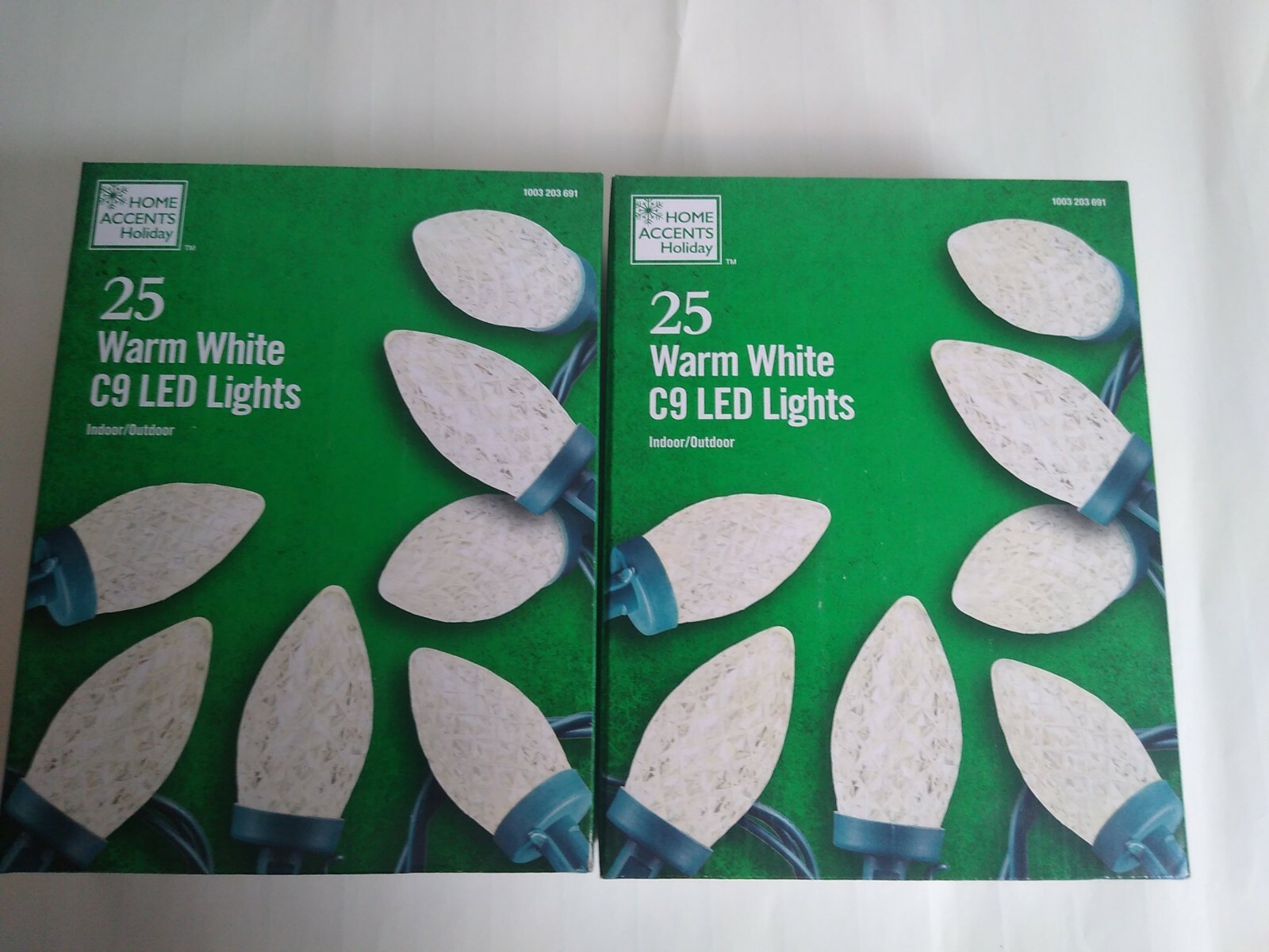 Lot of 2 Home Accents 25 C9 LED Fauceted Lights Warm White