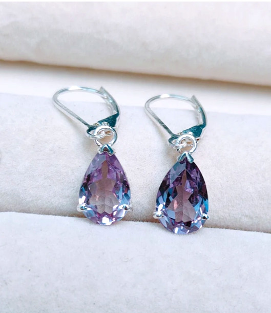 Alexandrite Earring Natural  925 Sterling 100% Color Changing Gemstone Jewellry