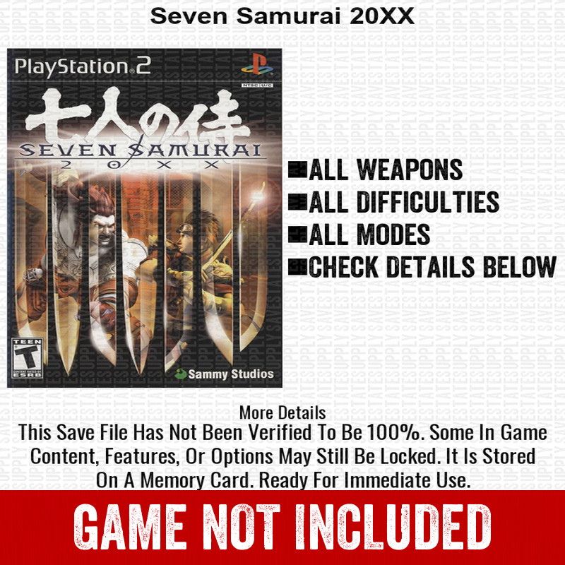Seven Samurai 20XX 100% PS2 Memory Card All CHEATS ITEMS