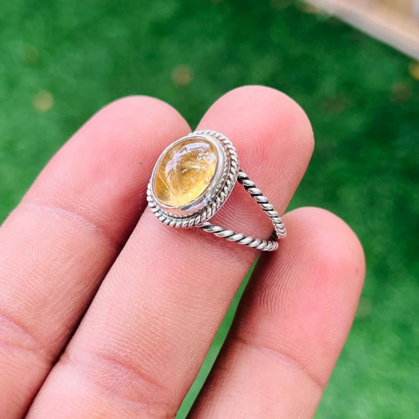 Citrine Ring, 925 Sterling Silver Ring, Oval Ring, Gemstone Ring, Boho All size