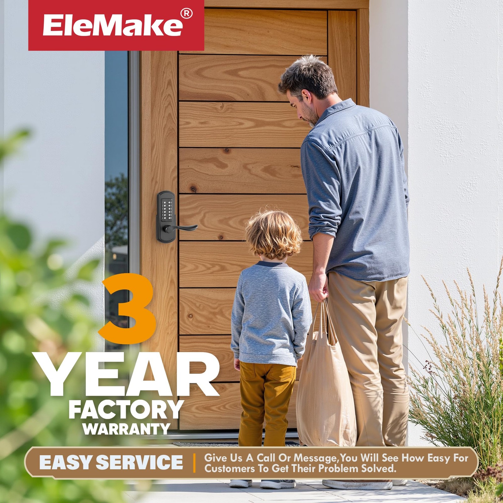 Elemake Keyless Door Lock Keypad Right Handed Mechanical Door Lock Security
