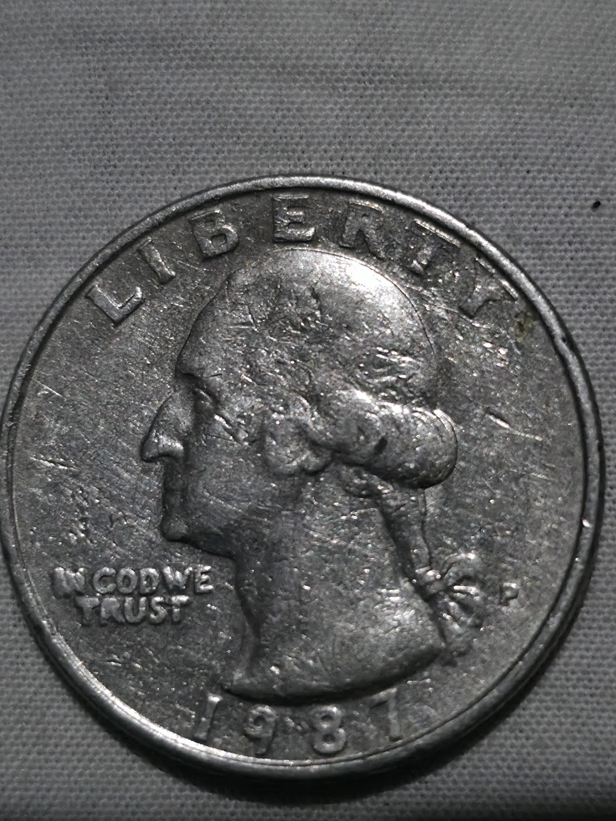 1987 p Mint Mark, Washington Quarter, RARE ERROR