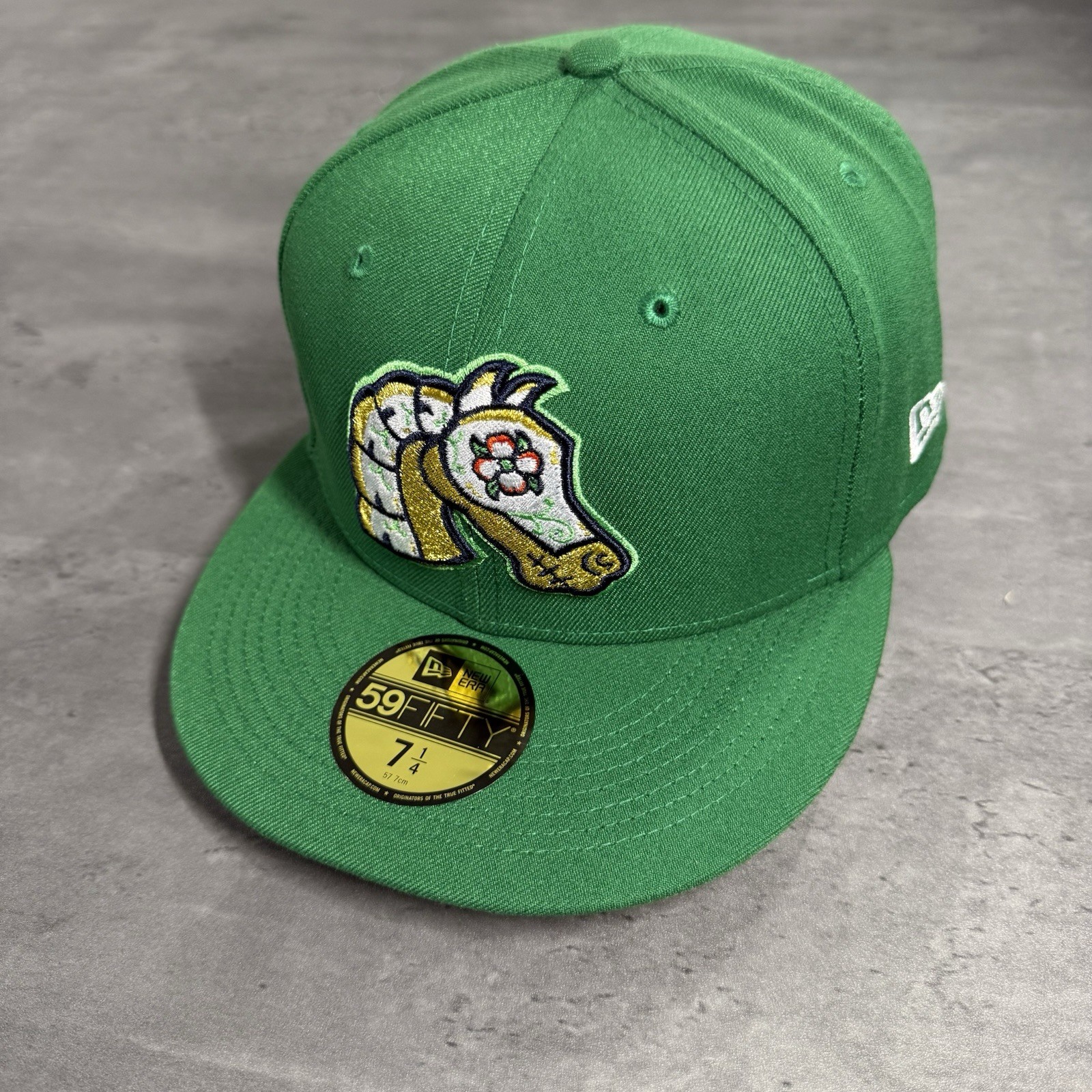 Charlotte Knights Hat New Era Cap 7 1/4 Green Caballeros Sugar Skull Farm Minor