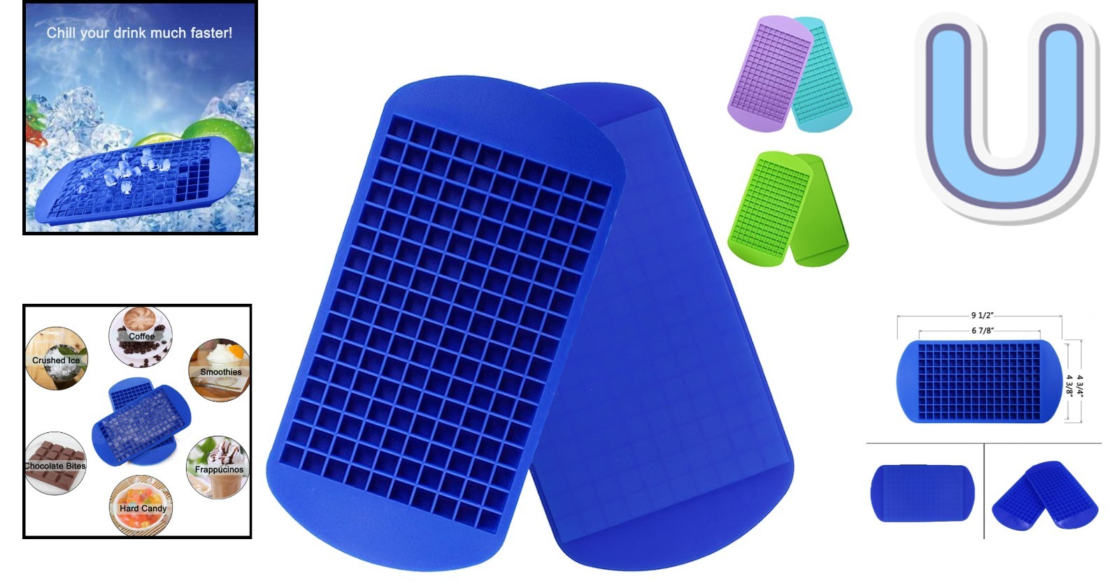 Effortless Ice Release Silicone Cube Trays: 160 Mini Cubes for Refreshing Drinks