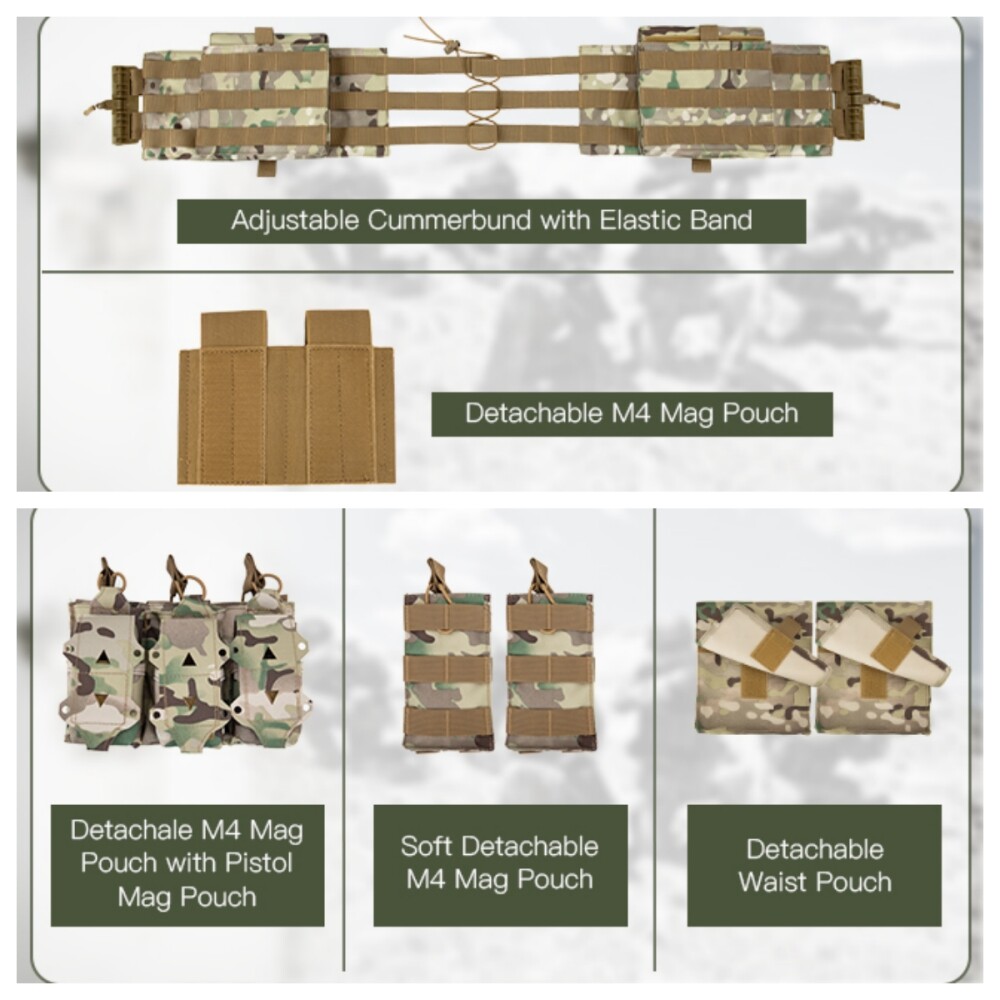 Adjustable Combat Vest, Breathable Mesh, MOLLE Webbing, for Hiking & Airsoft