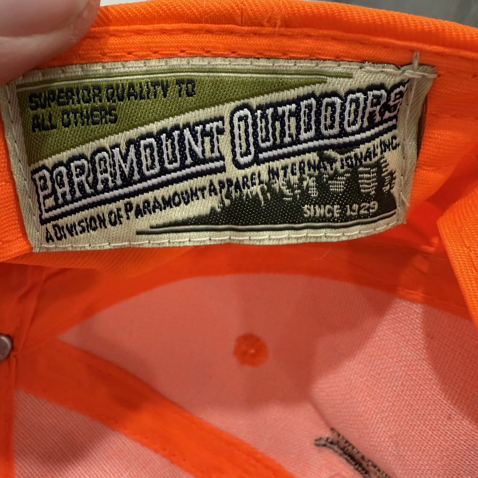 Buckmaters Fluorescent Orange W Black Buck Head on Hat Cap Strap Buckle EUC