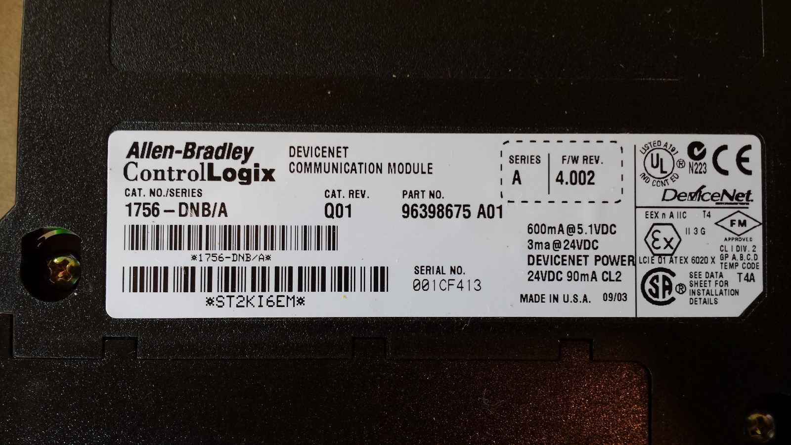 Allen Bradley 1756-DNB Ser A Devicenet Communication Module