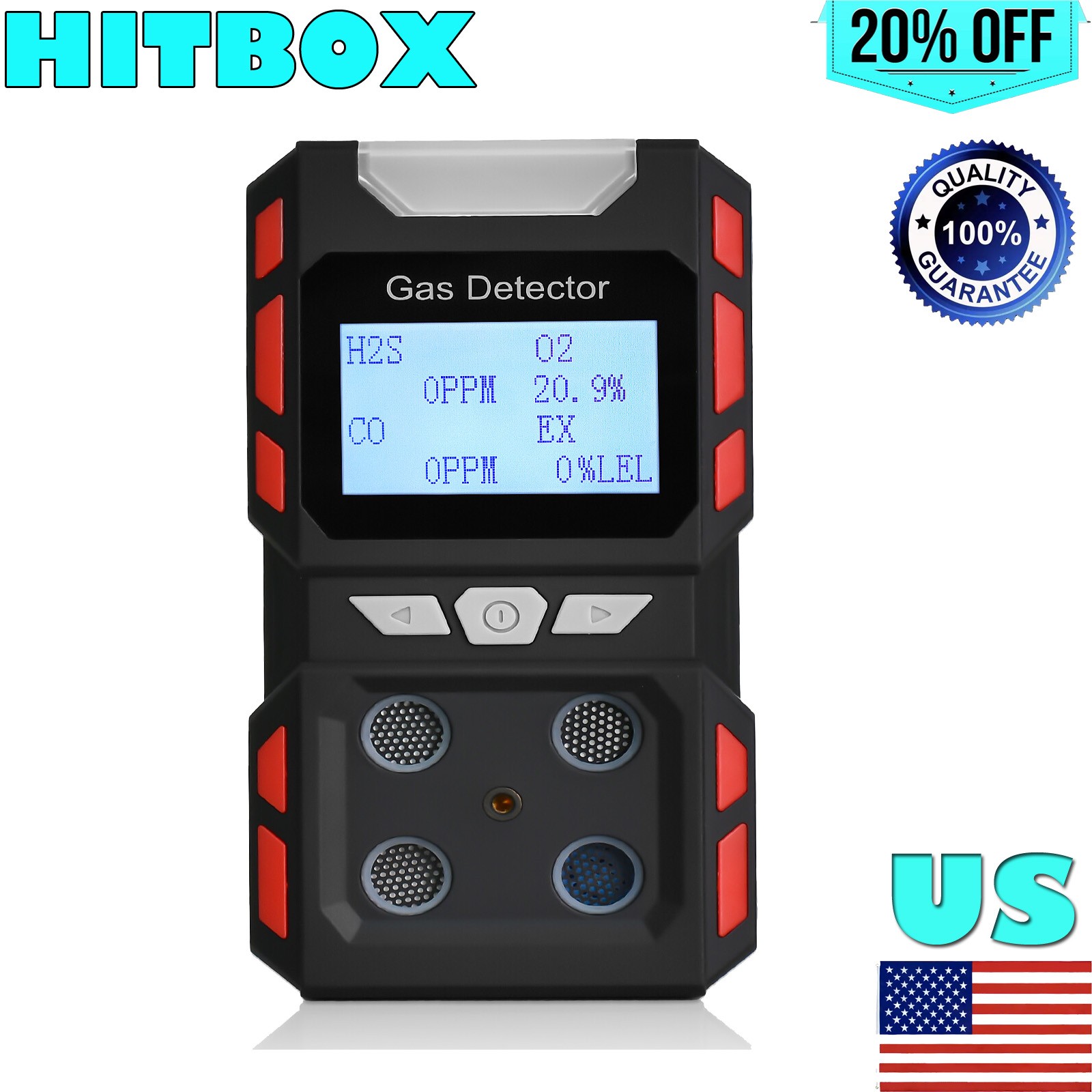 HOT Gas Detector Gas Clip 4-Gas Monitor Meter Tester Analyzer Rechargeable