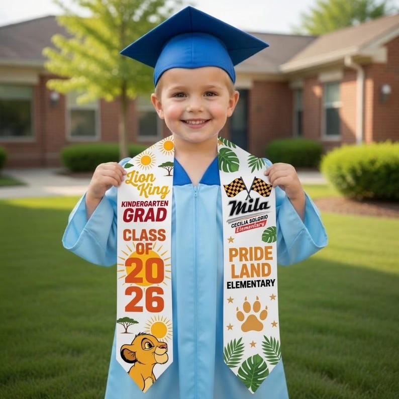 Custom Simba Lion King Kindergarten Graduation Class Of 2026 Graduation Stole