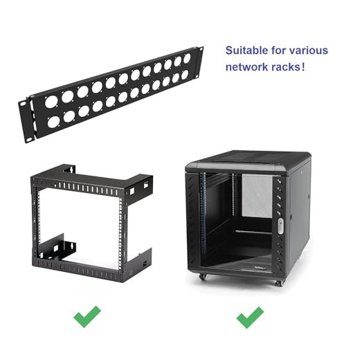 2U Hinged Blank Patch Panel with 24 D-Series Connectors Punch-Out Holes for 19