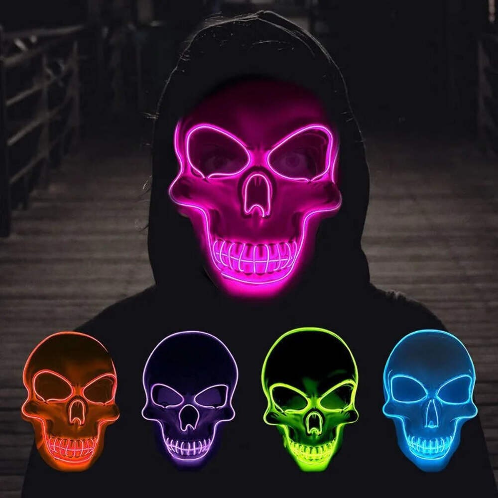 Halloween Horror Skull Mask LED Cold Light Mask LED Halloween Mask Cosplay Mask