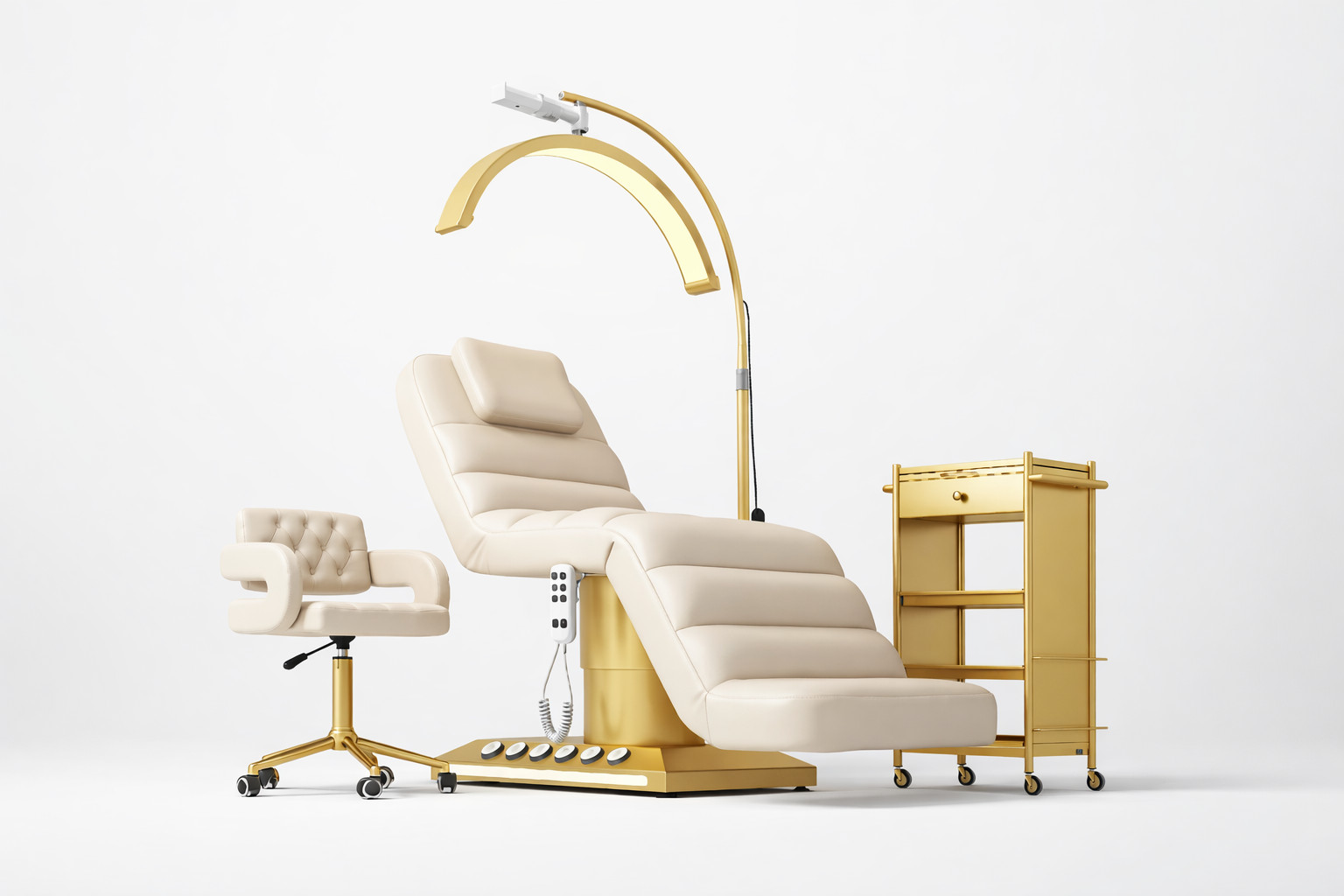 Premium Electric Spa & Lash Bed Package | Cream & Gold | 4-Piece Set