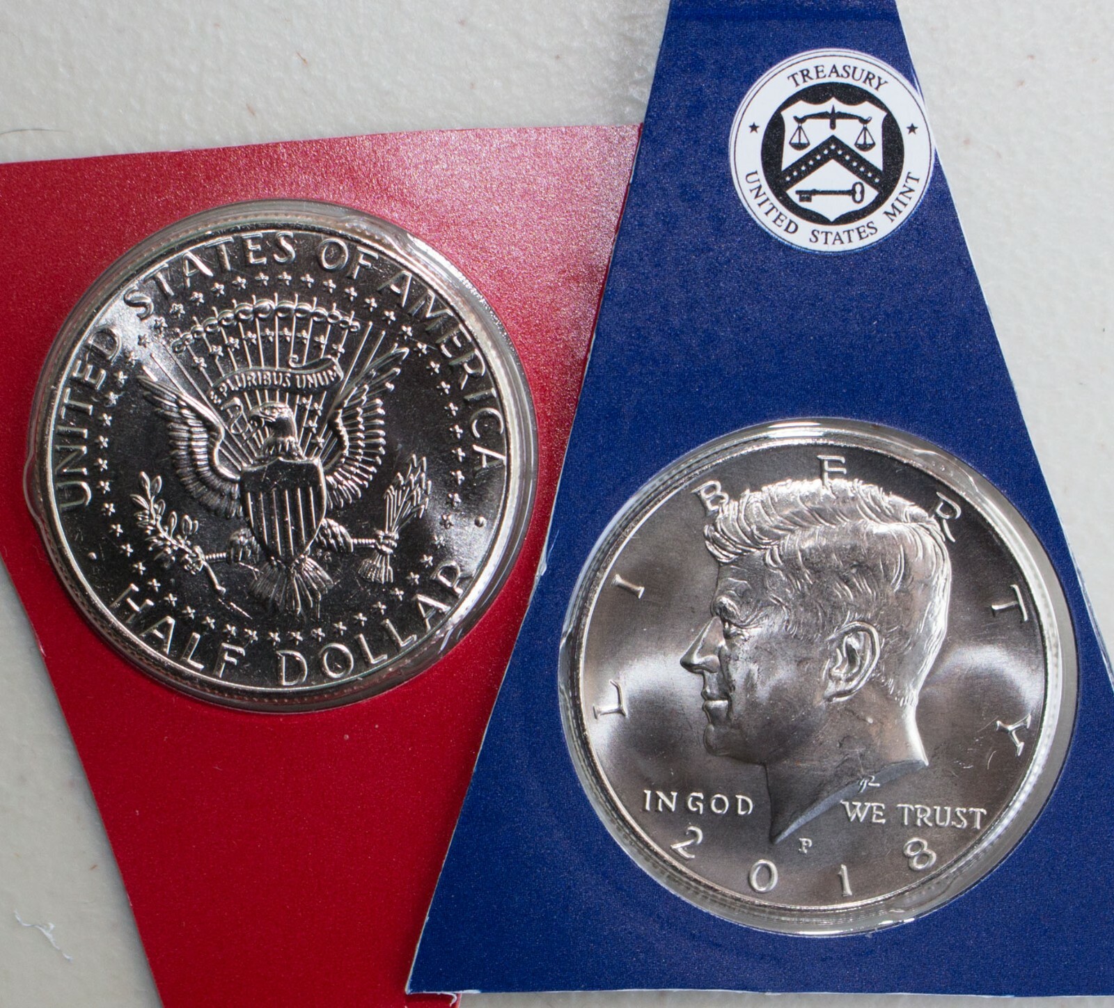 2018 P and D Kennedy Half Dollar Coin from US Mint Set 2 BU Cello Fifty Cent UNC